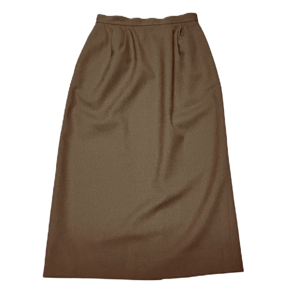 Vtg Talbots Wool Midi Skirt Size 2P Petite A Line Pockets Made in USA Tan Taupe - Picture 2 of 7